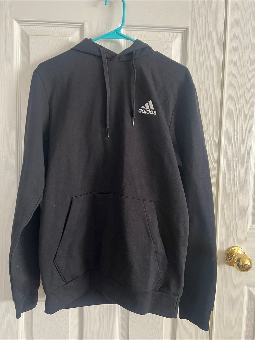 adidas Black Pullover Hoodie with White Logo